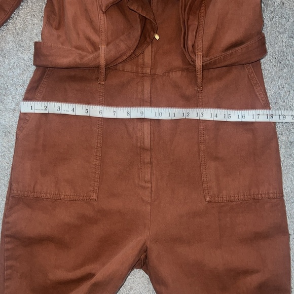 Baum und Pferdgardten Noralee Jumpsuit Sz 6 Puffed Shoulder Belted Rust Brown - Picture 8 of 8
